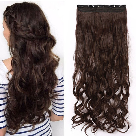 S-noilite Curly Clip in One Piece Hair Extensions Black Brown blonde Real Natural Synthetic One Piece hair extension hair ► Photo 1/6