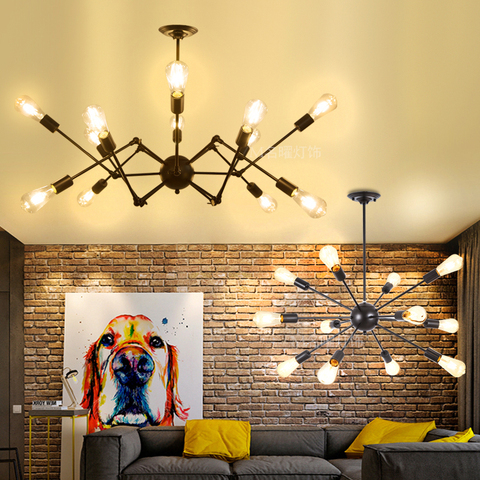 American style Industrial modern loft fixtures pendant light hanging metal decorative lamp iron for living room ► Photo 1/6