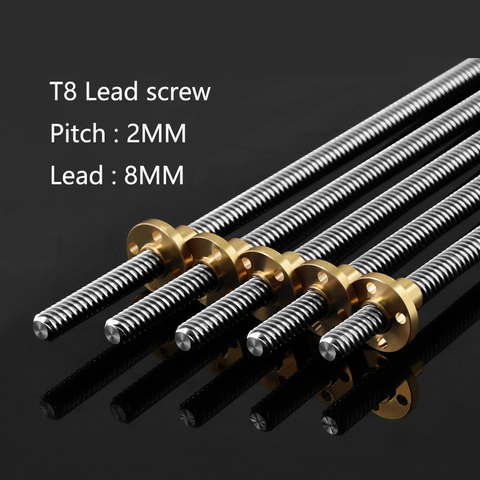 4pcs/lot 3D Printer T8 screw 8mm Lead Screw 300mm 350mm 400mm 500mm with Brass Nut 4 Start Z Axis Linear Rail Shaft Accessories ► Photo 1/6