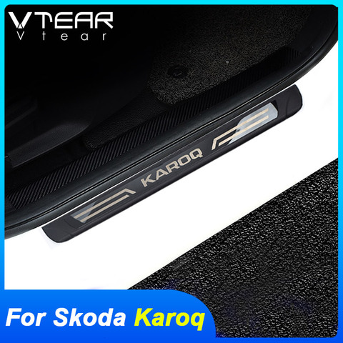 Vtear For Skoda Karoq Accessories car door sill cover trim anti-scuff plate Threshold pedal exterior scuff car-styling 2022 ► Photo 1/6