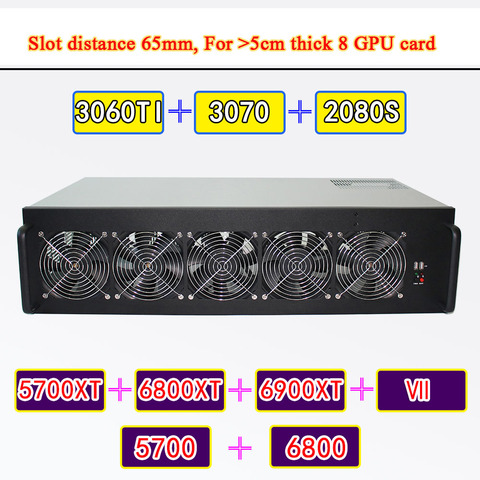 PC Server Case USB Miner Frame ETH XMR Bitcoin For Onda AK2980-D8P-65 K7 K15 65mm 3060TI 3070 5700XT 6800XT 8 GPU Card Chassis ► Photo 1/1