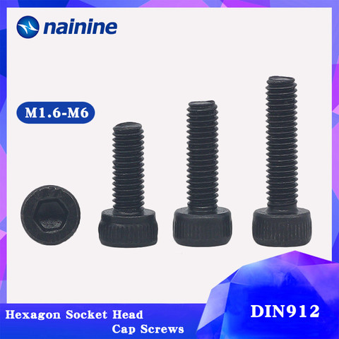 DIN912 M1.6-M12 Black High-strength 12.9 Level Alloy Steel Screw Hexagon Socket Head Cap Screws B005 ► Photo 1/5