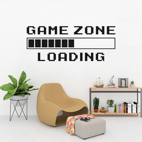 Game Room Home Decor Computer Video Game Zone Loading Decal Wall Quote Mural Gamer Sign Vinyl Wall Sticker Playroom Decor ► Photo 1/6