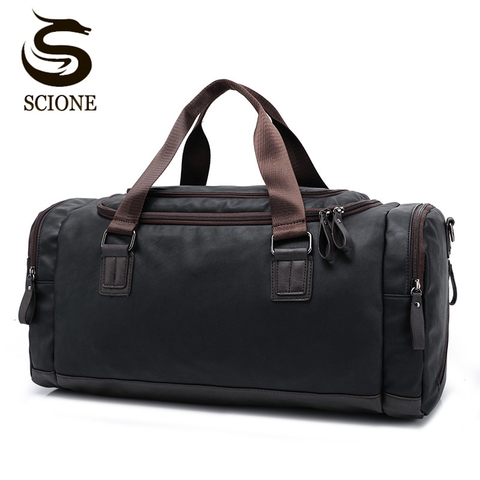 2022 New Casual PU Leather Travel Duffel Bag  Large Capacity Travel Bags Men Messenger Handbags ► Photo 1/6