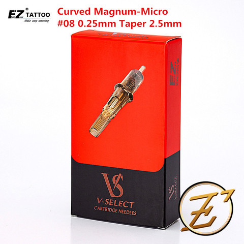 EZ V-Select Tattoo Cartridge Needles #08  0.25mm bugpin Curved Magnum Round Magnum Disposable Tattoo Needle  Supplies 20pcs/Box ► Photo 1/6