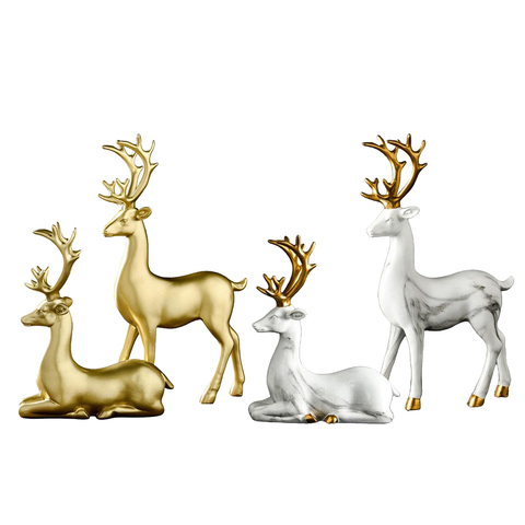 2Pcs/Lot Resin Sculpture Elk Deer Statue Tabletop Ornaments Housewarming Gifts Abstract Lucky Deer Ornament Home Room Decoration ► Photo 1/6