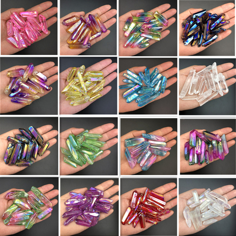 Wholesale 50g Electroplated Red Titanium Rainbow Aura Lemurian Quartz Crystal Point Healing Stones Decor Natural Quartz Crystals ► Photo 1/6