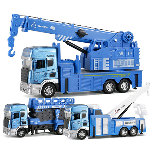 Sound Light City Service Tower Crane Trucks Alloy Police Flatbed Trailer Garbage Truck Educational Toy Car for Boy Children Y184 ► Photo 1/6