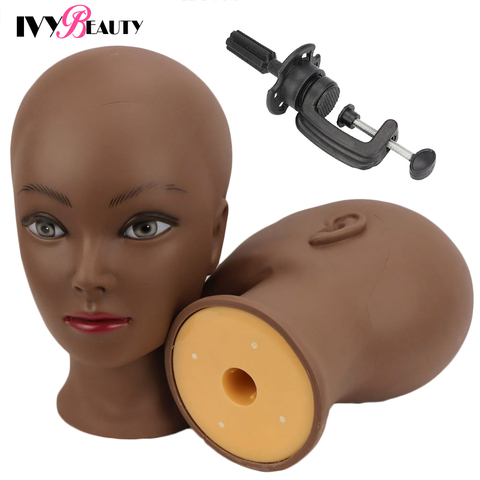New Female Bald Mannequin Head With Stand Cosmetology Practice African Training  Manikin Head For Hair Styling Wigs Making ► Photo 1/6