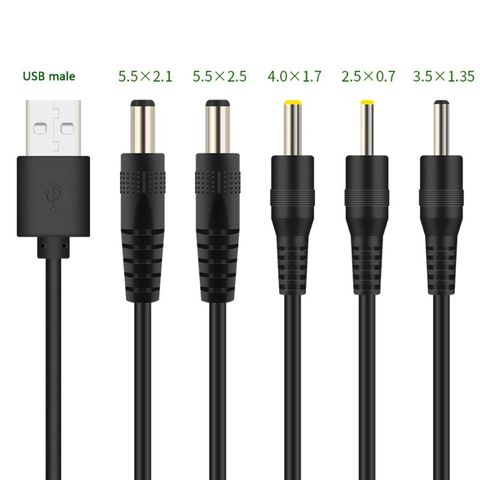 USB to DC Port Charging Cable Cord DC/5.5x2.1 5.5x2.5 3.5x1.35 4.0x1.7 2.5x0.7 ► Photo 1/6