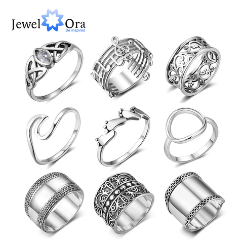 JewelOra Women Silver color Rings Musical Note/Baby Feet / Wide Rings Jewelry Trendy Style Gift for Girlfriend ► Photo 1/6
