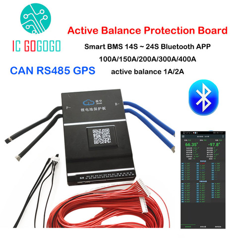 1A/2A Active Balance BMS Battery Protection Board 13S ~ 24S 100A 300A CAN RS485 GPS APP Lifepo4 li-ion LTO 48V 16S 20S 60V 72V ► Photo 1/6