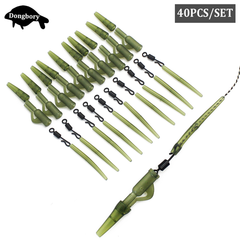 40PCS Carp Rig Plastic Lead Clips Tail Rubber Cone Anti Tangle Sleeve Quick Change Swivels Chod Rig Carp Fishing Accessories Kit ► Photo 1/6
