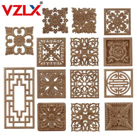VZLX CAntique Woodcarving Wood Decal Carving Lines Wood Applique Wood Rose Rubber Home Decoration Accessories Cabinet Hot Sale ► Photo 1/5