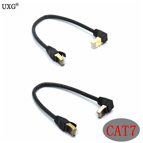 90 Degree Up Down CAT6 CAT7e UTP Ethernet Network Cable Male to Male RJ45 Patch LAN Short cable For Laptop ADSL Modem 30CM 1ft ► Photo 1/5