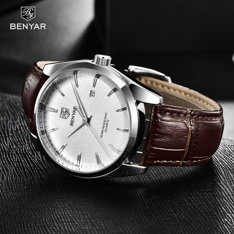 BENYAR Fashion Mens Watches Top Brand Luxury Military Quartz Watch Leather Waterproof Sport Watch Men Clocks reloj hombre 2022 ► Photo 1/6