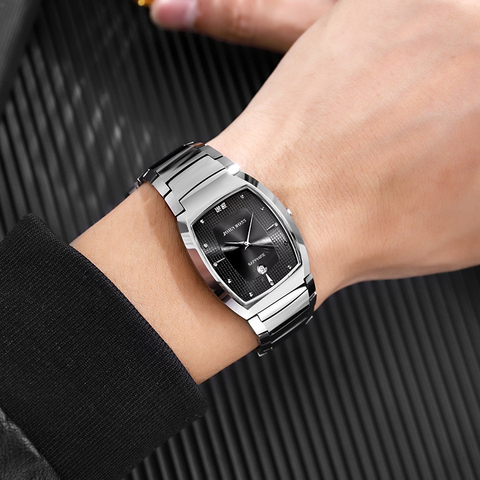 John Boss Tungsten Steels Business Watch Man Ronda Quartz Movement Ultra thin Rectangle Wristwatch with Sapphire Waterproof ► Photo 1/4