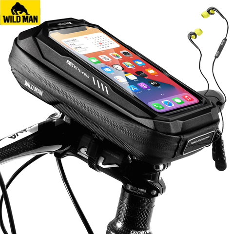 WILD MAN Bicycle Head Tube Cycling Bike Handlebar Cell Mobile Phone Bag Case Holder Screen Phone Mount Bags Case For 6.9in ► Photo 1/6