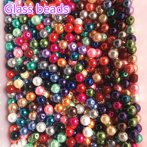 4 6 8 10mm Colorful Glass Beads Imitation Pearl Beads Loose Spacer