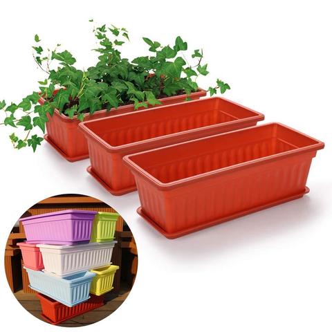 3Pcs Balcony Garden Rectangular Vegetable Flower Planter Resin Box Planting Pot ► Photo 1/6