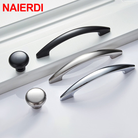 NAIERDI Bright chrome Handles Kitchen Cabinet Handles Solid Drawer Knobs Silver Cupboard Door Wardrobe Pulls Furniture Handle ► Photo 1/6