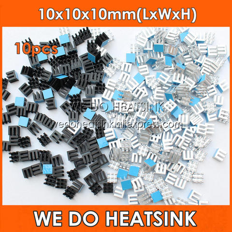 WE DO HEATSINK 10pcs 10x10x10mm Aluminum Heat Sink IC Memory Chip Heatsink Cooling Cooler With Thermal Double Sided Tape ► Photo 1/6