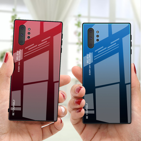 For Samsung Galaxy Note 10 Case Hard Tempered Glass Gradient protective Back Cover case For samsung note 10 plus note10 pro 10+ ► Photo 1/6