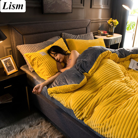 Solid Color Velvet Duvet Cover for Household Winter Warmth Thick Bedding Set Bedroom Set Twin Queen King Duvet Cover ► Photo 1/6