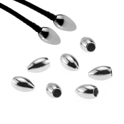 20pcs Stainless Steel Cord End Caps Fit1.5/2/2.5mm Leather Rope DIY Jewelry Making Half Hole Beads Thread Fastener Crimp Finding ► Photo 1/6