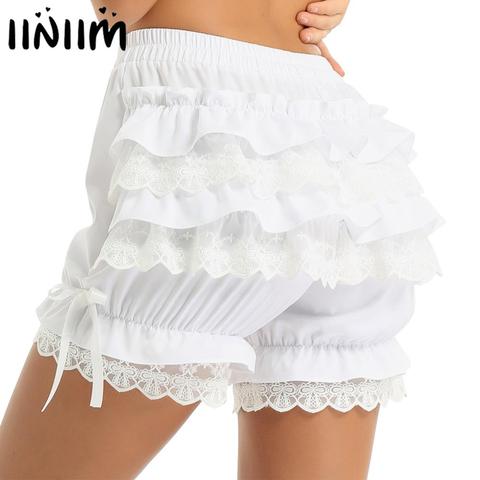 Womens Vintage Victorian Gothic Pantaloons Costume Adult Pajamas Layered Ruffle Lace Trim Loose Pumpkin Shorts Bloomers Shorts ► Photo 1/6