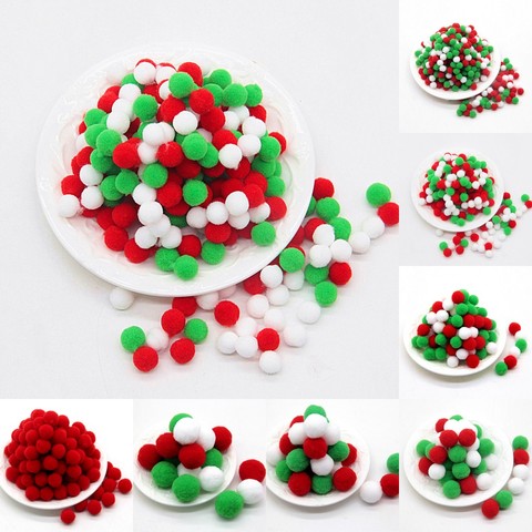 White Green Red Pompom Fur Balls DIY Soft Pom Poms Craft Pompones Christmas Ball Ornaments Glue on Cloth Accessories 8mm To 30mm ► Photo 1/6