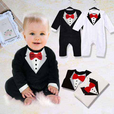 Boy Clothes Toddler Baby Boy Bow Tie Gentleman Jumpsuit  Bodysuit Clothes Outfits ► Photo 1/6