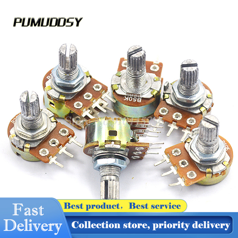 5pcs WH148 Potentiometer 3pin 15mm B1K B2K B5K B10K B20K B50K B100K B250K B500K B1M 1K 2K 5K 10K 20K 50K 100K 250K 500K 1M ► Photo 1/5