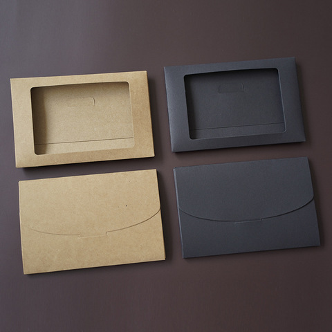 (10 pieces/lot) 10.5x16cm Hollow Window Envelopes for Greeting Card Vintage Kraft Paper Black Card Postcard Big Envelopes ► Photo 1/3