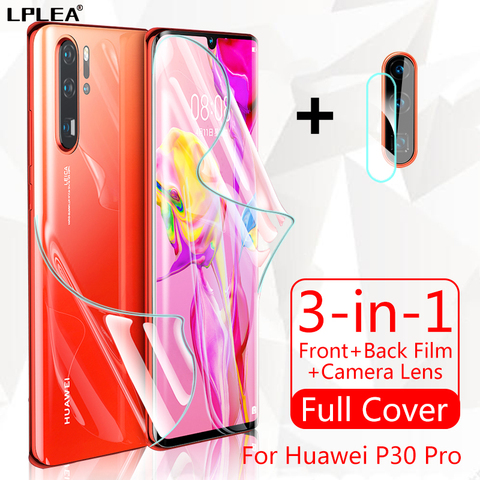 Full Cover For Huawei P20 Lite Screen Protector P30 Hydrogel Film For Huawei Mate 20 Lite Back Film 30 P Smart 2022 Camera Glass ► Photo 1/6