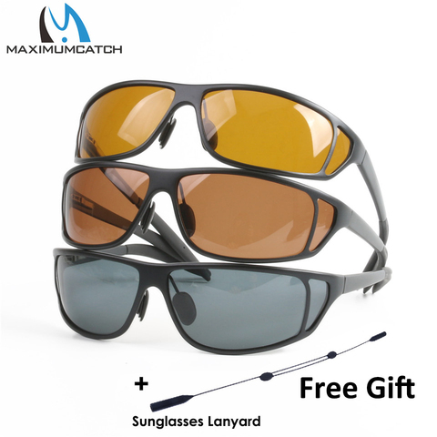 Maximumcatch Titanium Metal Frame Fly Fishing Polarized Sunglasses Gray/Yellow/Brown Color Fishing Sunglasses ► Photo 1/6