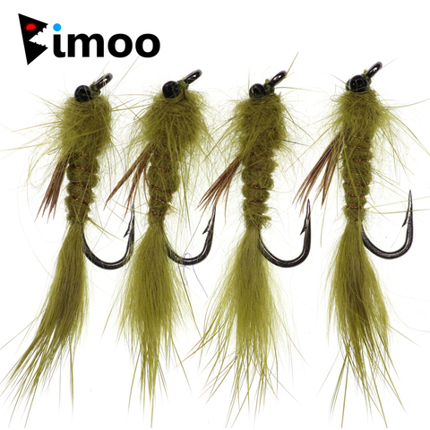 Bimoo 4PCS Olive Realistic Dragonfly Nymph Size #10 Streamer for Trout Carp Fly Fishing Tackle Bait Lures ► Photo 1/6