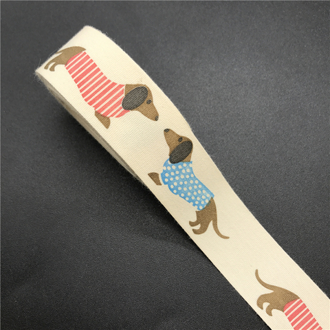 10mm 15mm 5Yards Cotton Ribbon Printed Dachshund Ribbon Handmade Design For Sewing Fabric Christmas Decoration ► Photo 1/1