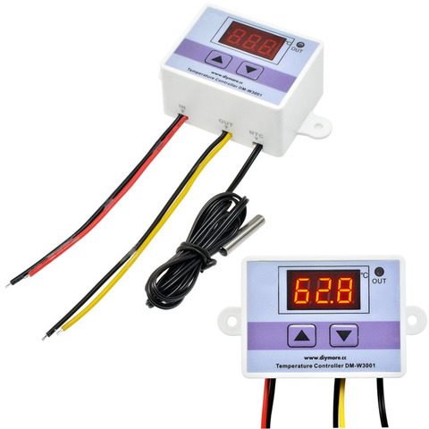 Temperature Controller  DC 24V 110V-220V 12V Digital LED Temperature Controller Thermometer Thermo Controller Switch Probe ► Photo 1/6