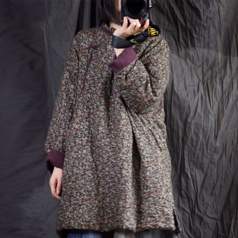 Johnature Cotton Linen Retro Print Plate Buckle Thick Warm Parkas 2022 Winter New Leisure Loose Comfortable All-match Women Coat ► Photo 1/6