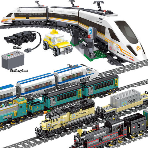 KAZI Technic Creator City Train Station Tracks Rail Power Function Motor Building Blocks Bricks DIY battery box Toys For kids ► Photo 1/3