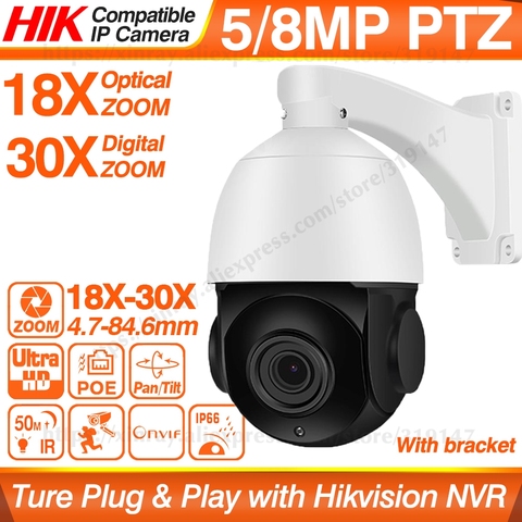 PTZ IP Camera 5MP 8MP 18X-30X ZOOM Waterproof Mini Speed Dome Camera Outdoor IR 50M H.265 CCTV Security Camera IP ONVIF Alert ► Photo 1/5