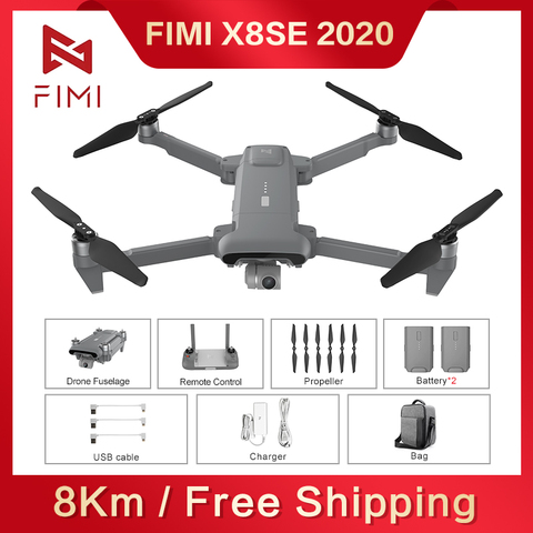 Original FIMI X8 SE 2022 Gray FPV Drone With GPS 3-Axis Gimbal 4K Camera 33 mins Flight Time 5KM Range Portable RC Quadcopter ► Photo 1/6