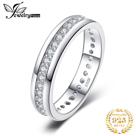 JewelryPalace CZ Wedding Rings 925 Sterling Silver Rings for Women Stackable Anniversary Ring Eternity Band Silver 925 Jewelry ► Photo 1/6