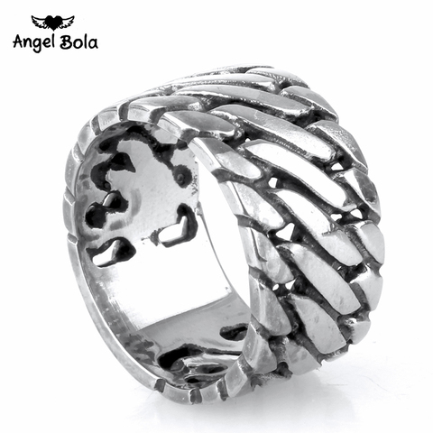 Punk Biker Jewelry Wide Chain Ring Buddha Ring Rock Titanium Stainless Steel Ring Hot Sale Finger Art Retro Drop Shipping ► Photo 1/4