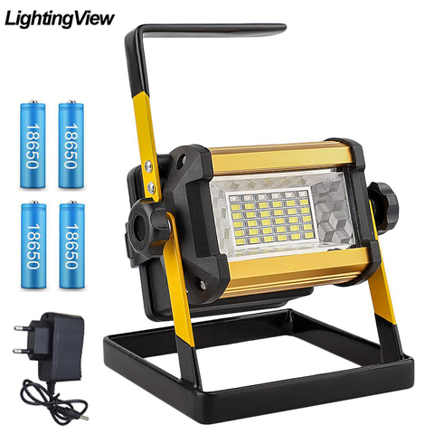 Floodlight 50W LED Spotlight Flood Light Outdoor LED Projector Reflector Bouwlamp Construction Lamp Rechargeable 18650 Batteries ► Photo 1/6