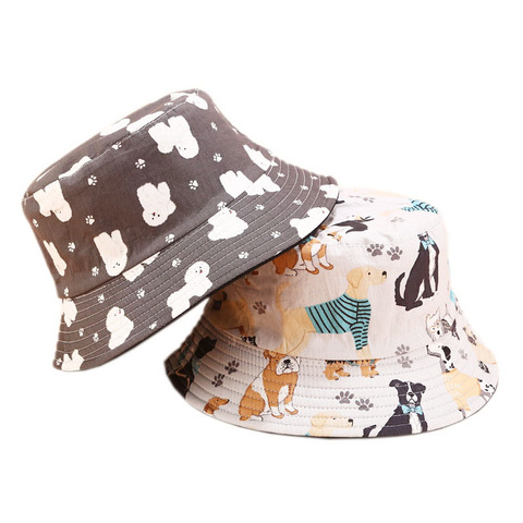 2022 Summer Fisherman Hat Men Reversible Bucket Hat Women Animal Dog Print Bob Hip Hop Caps Panama Sun Fishing Cap ► Photo 1/6