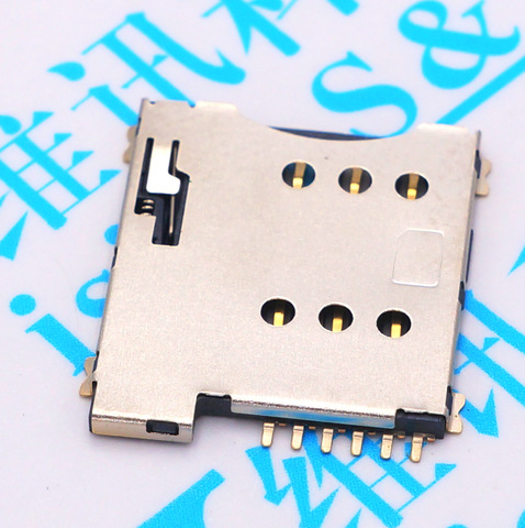 10pcs SIM card slot Micro SIM 6P 6-Pin card Holder adapter connect use for phone self push Type ► Photo 1/2