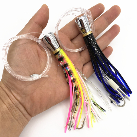 2Pcs*12cmDeep-sea Seawater Fishing lure Copper Head Octopus Squid Skirt Bait Big Game Fishing Marlin Tuna Trolling Leurre Lure ► Photo 1/5