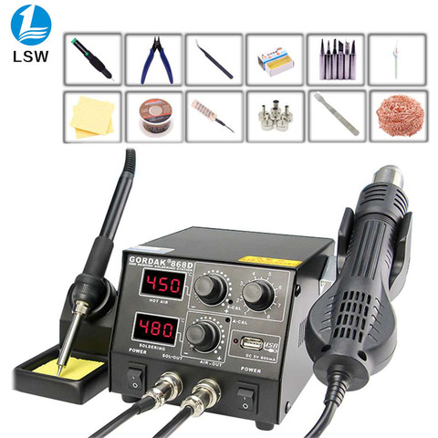 GORDAK 868D intelligent 3 in 1 anti-static hot air dual digital hot air gun soldering station USB charging mobile phone ► Photo 1/6